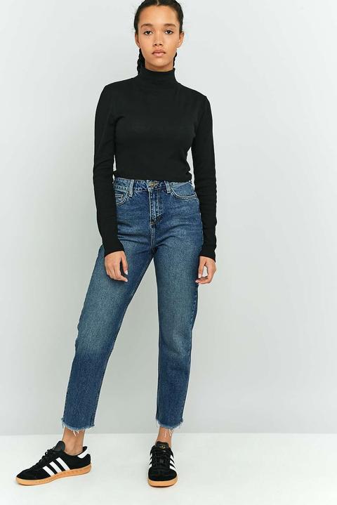Bdg Mom Dark Vintage Wash Raw Hem Jeans