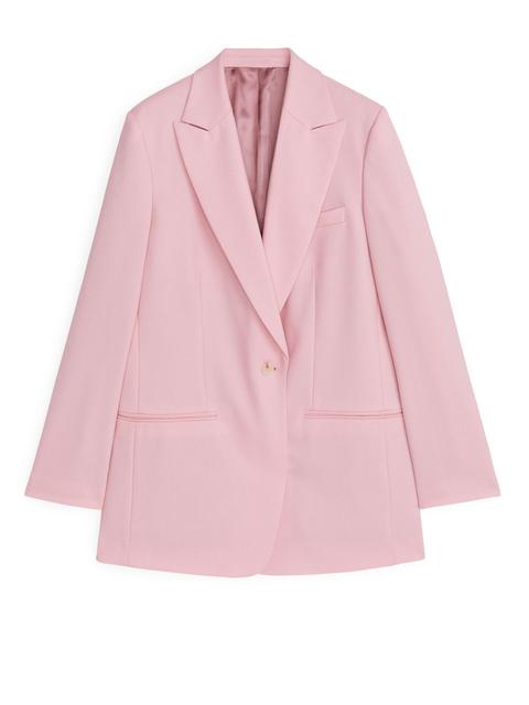 Wool Hopsack Blazer - Pink