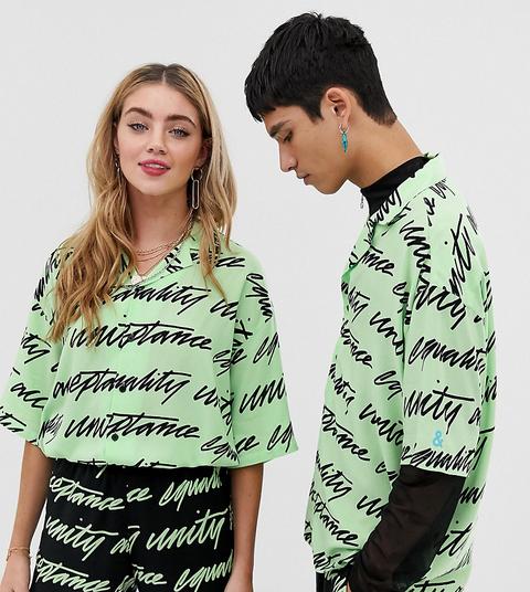 Camisa Unisex Con Estampado Unity De Asos Design X Glaad& (parte De Un Conjunto)-verde