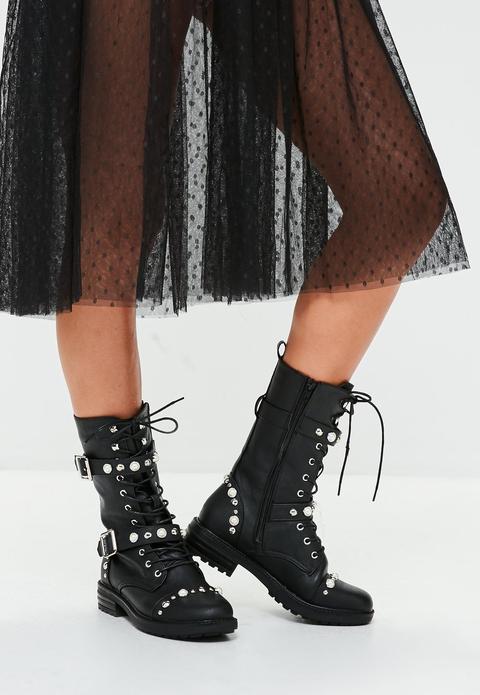 embellished military boots