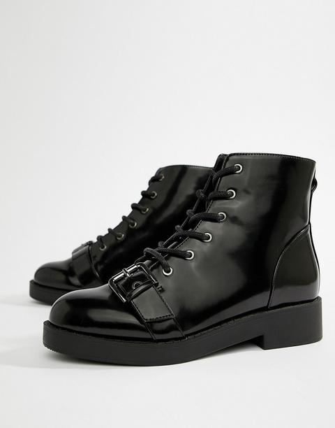 Asos Design Acoustic Chunky Biker Boots-black