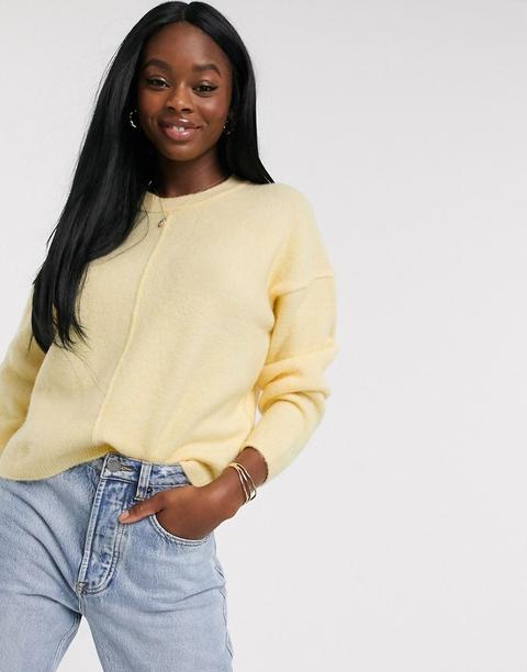 Asos Design - Pull Duveteux À Fausses Coutures-jaune