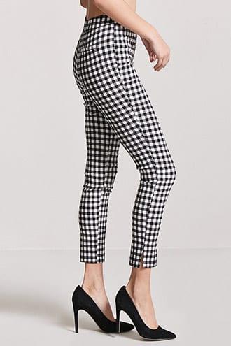 high rise gingham pants