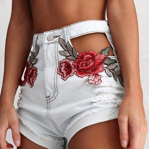 Crystal Floral Cutout Shorts