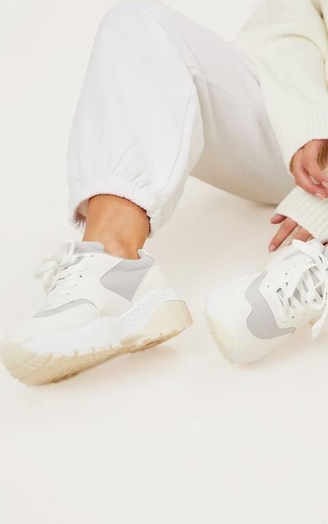 White Panel Detailed Chunky Trainer