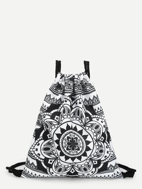 Mochila Con Patrón Barroco Con Cordón