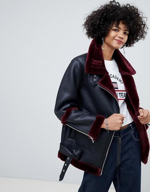 Asos Design - Verstärkte Pilotenjacke - Schwarz