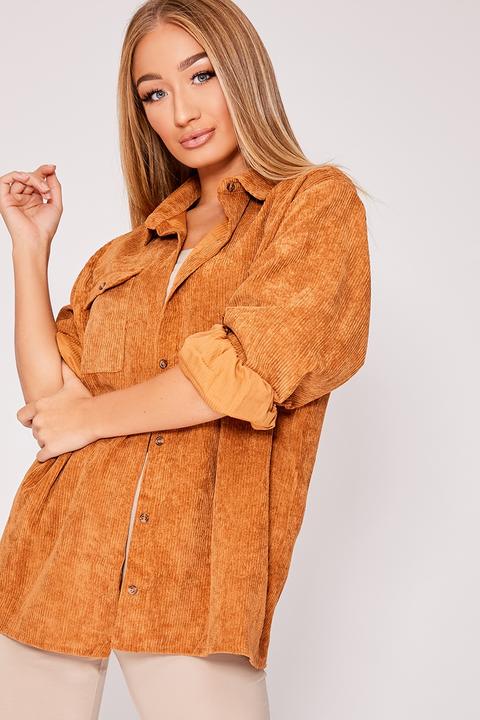 Brown Shirts - Maranda Brown Corduroy Oversized Shirt