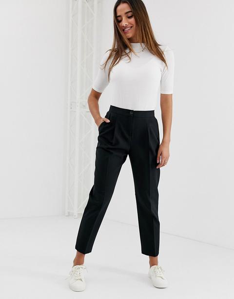 Pantalones Tapered Impecables En Tejido Elástico De Asos Design-negro