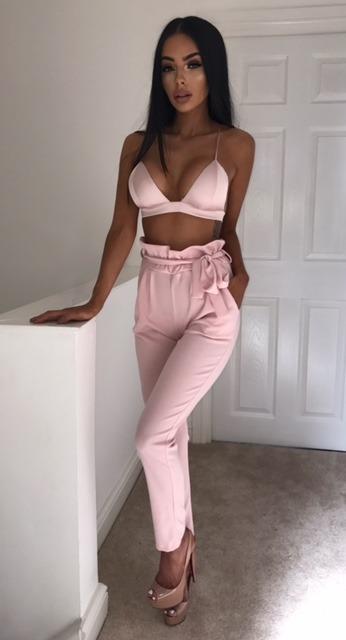 Rosie Waist Tie Trousers - Dark Pink (sale)