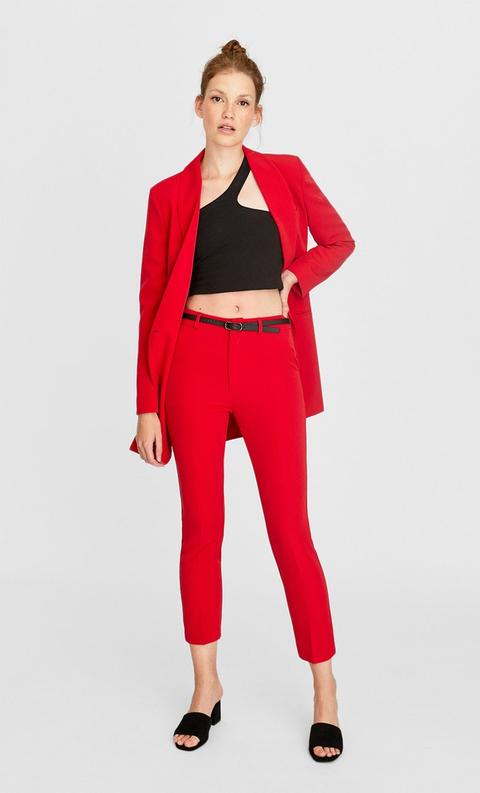 Pantaloni Eleganti Con Cintura Rosso