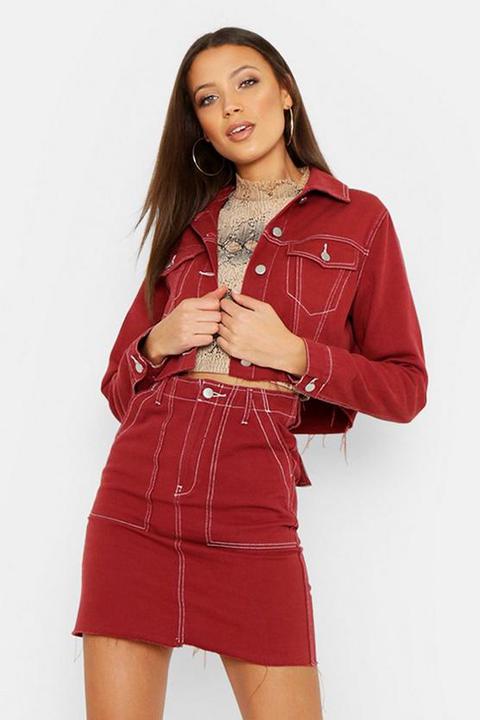 Red contrast stitch deals denim jacket