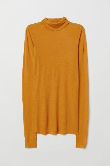 H & M - Maglia Collo Alto In Cashmere - Giallo