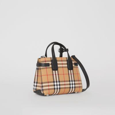 Bolso Baby Banner En Algodón A Cuadros Vintage Checks Y Piel (negro) - Mujer | Burberry