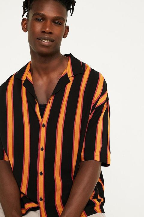 Loom Retro Stripe Black Short-sleeve Shirt - Mens S