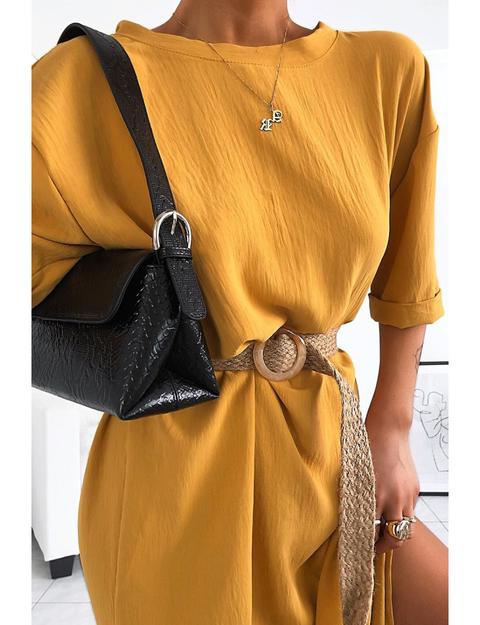Robe Longue Moutarde Avec Ceinture