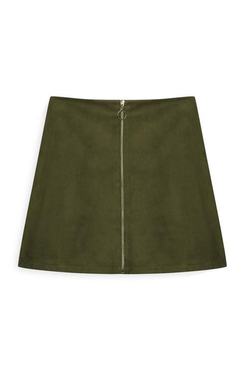 Khaki Zip Skirt