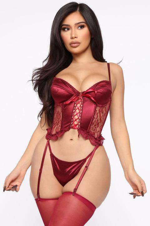 Bedroom Secrets Chemise 3 Piece Set - Burgundy