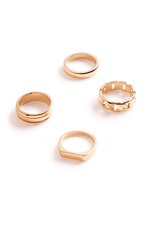 Pack De 4 Anillos Dorados Grandes