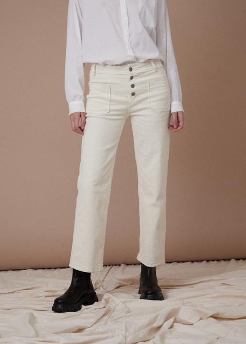 Pantalón Pana Abotonado Crudo