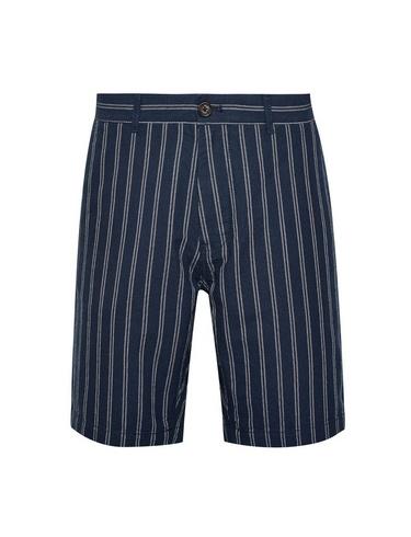 Mens Navy Stripe Oxford Shorts, Grey