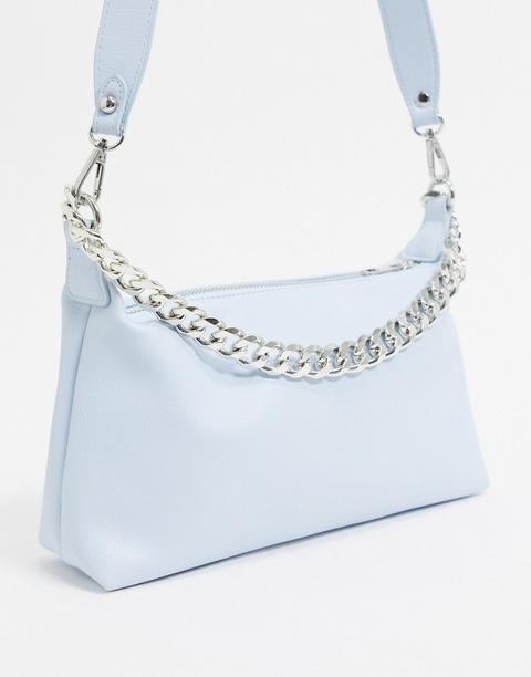 Bershka Chain Detail Bag In Blue