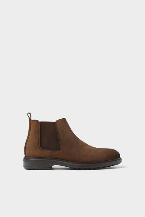 zara leather chelsea ankle boots