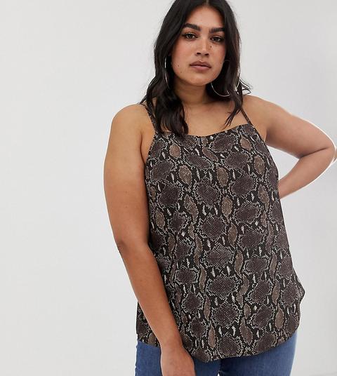 Asos Design Curve - Canotta Con Scollo Squadrato E Stampa Animalier Effetto Serpente - Multicolore