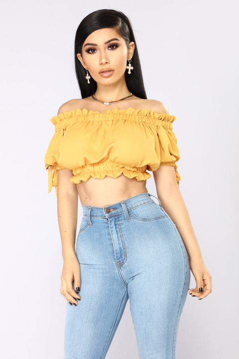 Little Secrets Off Shoulder Top - Mustard