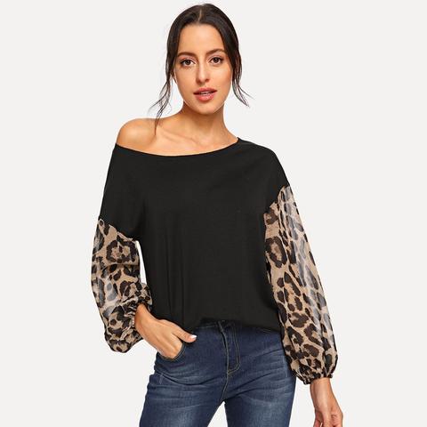 Maglione Leopardato In Rete A Contrasto