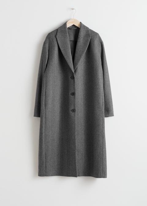 Herringbone Wool Blend Coat