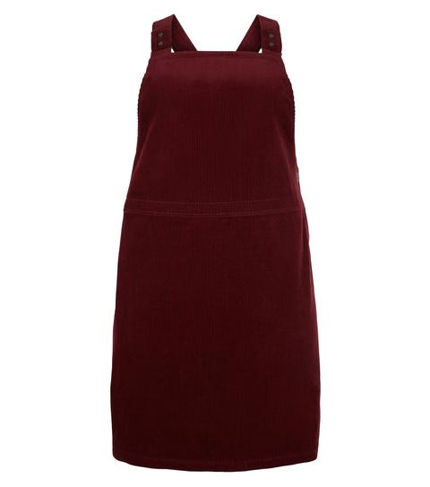 maroon cord pinafore dress