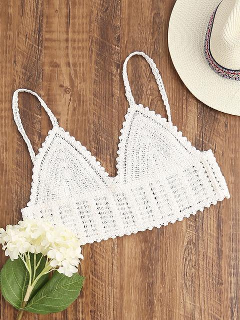 White Crochet Crop Cami Top