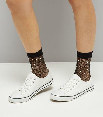 Black Diamante Embellished Fishnet Socks