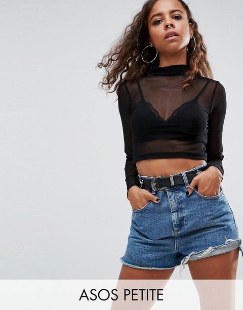 Top De Malla Con Detalle De Sujetador De Encaje De Asos Petite