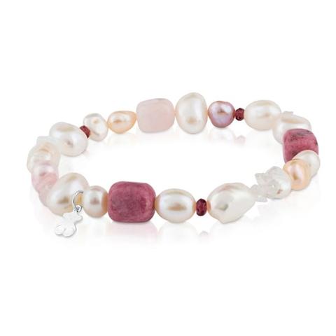 Pulsera De Plata Con Perlas, Granates Y Rodonitas Tous Pearls