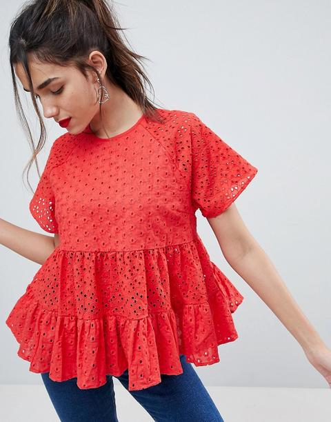 Asos Design - Top Grembiule In Pizzo - Rosso