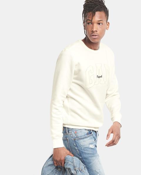 Gap - Sudadera De Hombre Blanca Con Cuello Redondo