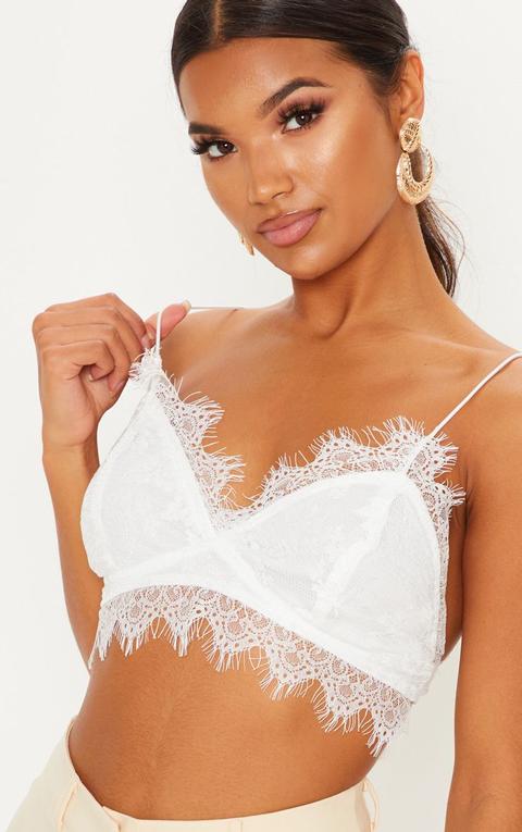 Amelie White Tie Back Lace Bralet