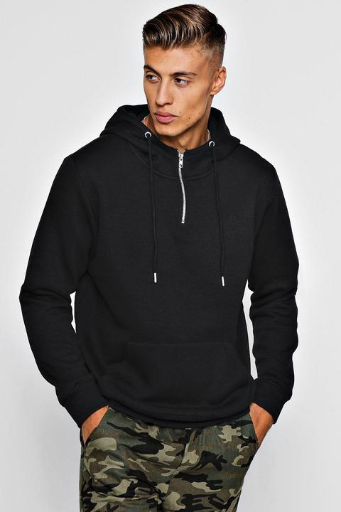 Half Zip Placket Fleece Hoodie