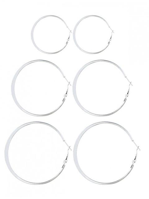 Conjunto De Pendientes De Aro De Aleación De 3 Pares Silver