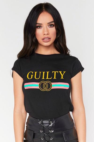 Megan Mckenna Black Guilty Print T-shirt