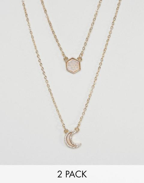 Pack De 2 Bonitas Collares Con Luna De Asos