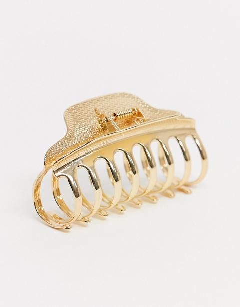 Asos Design Hair Clip Claw In Gold Tone