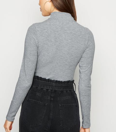 Grey Long Sleeve Turtleneck Bodysuit New Look from NEW LOOK on 21 Buttons