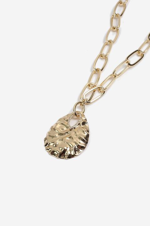 Womens **organic Disc Pendant Necklace - Gold, Gold