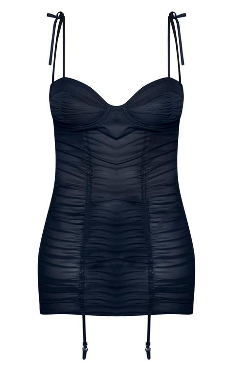 black mesh slip dress