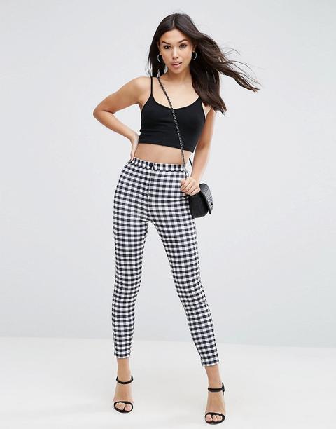 Pantalones Ajustados Con Estampado De Vichy De Asos