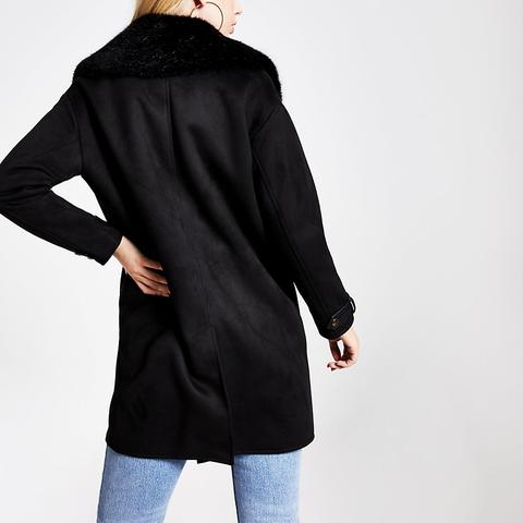 black suede longline jacket