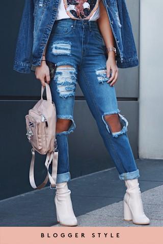 Imara Ripped Denim Boyfriend Jeans